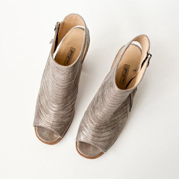 Paul Green Cayanne Peep Toe Bootie Metallic Smoke Grey Sandals‎ Pumps Size 7 - Picture 3 of 8